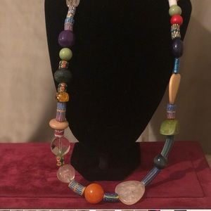 African beads- 17 inch multi colored necklace
